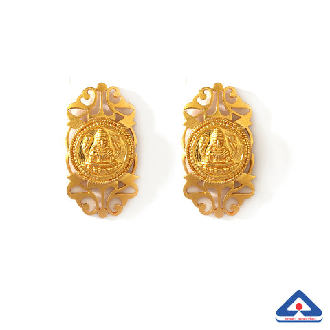 22 Karat Gold Temple Work Stud Earrings