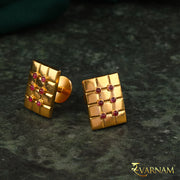 Rubies Studded 22 Karat Gold Men's Cufflinks