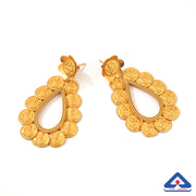 Kasu & Temple Work 22 Karat Gold Oval Statement Earrings
