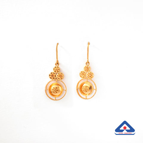 22 karat gold taar phool drop earring