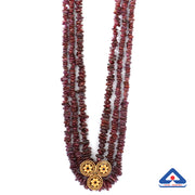 Beaded ruby chips necklace with 22 karat gold taar phool pendant