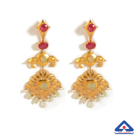 Get Emerald and Kundan Chandelier Earrings at  855  LBB Shop