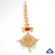 Handcrafted 22K Gold, Emerald & Ruby Cocktail Maang Tikka