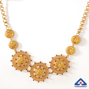 Kasu & Jali Work Rubies Encrusted 22 Karat Gold Necklace