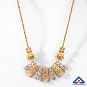 Leaf Motif & Topaz 22 Karat Gold Necklace