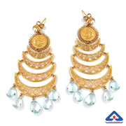 Chandelier Chandbali 22KT Gold And Topaz Temple Work Earrings